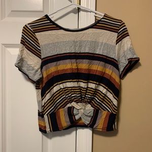 Striped Knotted Crop Top
